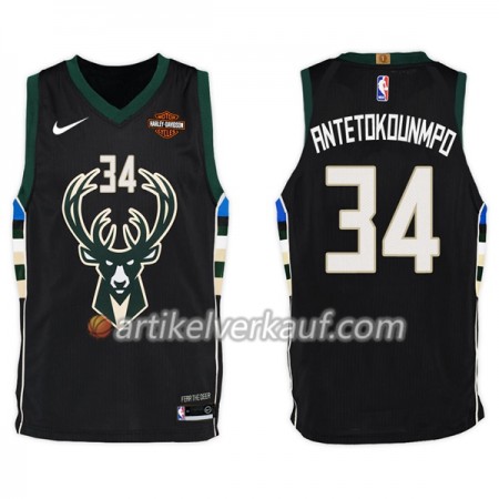 NBA Milwaukee Bucks Trikot Giannis Antetokounm 34 Nike 2017-18 Schwarz Swingman - Herren